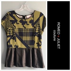 Romeo & Juliet Couture Peblum Faux Leather. Size M